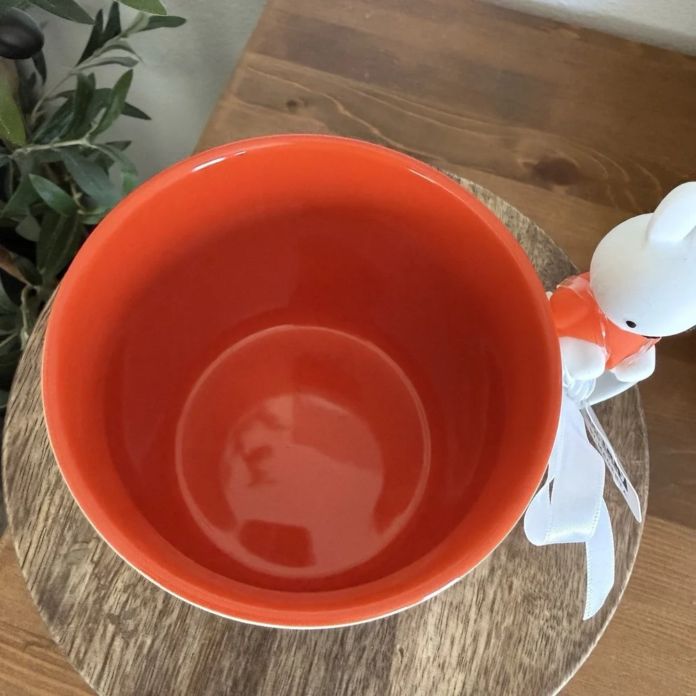 NWT MIFFY Bunny 20 Oz Ceramic Mug By Magenta Orange Dress With Stars Teddy Bear - Picture 8 of 10